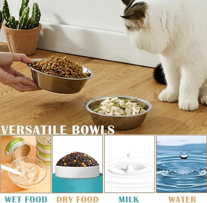4 Pack Stainless Steel Dog Bowls, 8 Inch Basic Metal Dog Bowls Food and Water Dish for Small Large Dogs, Puppy