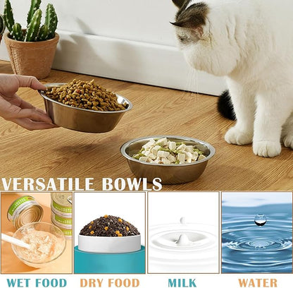 4 Pack Stainless Steel Dog Bowls, 8 Inch Basic Metal Dog Bowls Food and Water Dish for Small Large Dogs, Puppy