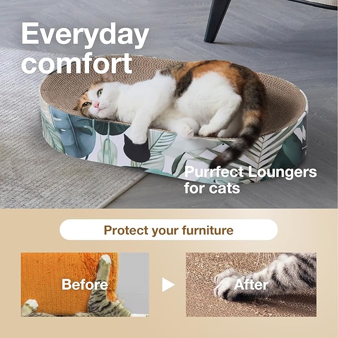 Necoichi Cat Scratcher Bowl Capsule for Indoor Cats - Cat Scratching Lounger with Extra Comfort for Lounge, Cardboard Bed Couch