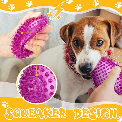 6 Pcs 4.5'' Spiky Squeaker Football Dog Toy for Medium Large Dogs Toys Heavy Duty Rubber Chew Toys for Aggressive Chewers Spiky Ball Fetch Toys for Training Clean Teeth Outdoor(Classic)