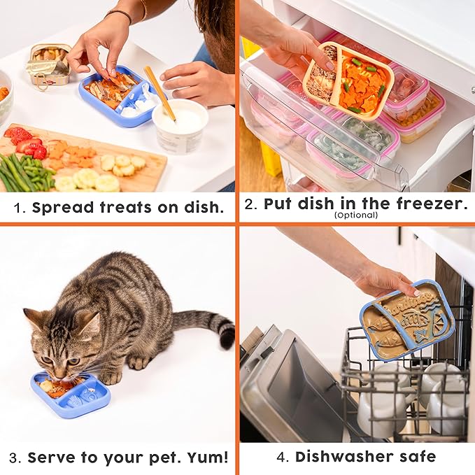 Awoo Sardina - Silicone Dog & Cat Lick Mat + Slow Feeder with Suction Cups - Non-Slip, Dishwasher Safe Pet Dish - Extends Mealtime for Fast Eaters & Reduces Anxiety - for Wet & Dry Food (Melon)