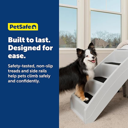 PetSafe CozyUp Folding Dog Stairs, Portable Indoor/Outdoor Pet Steps for Bed & Couch, Grey, 25 Inch