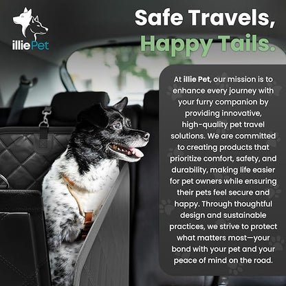 Dog Car Seat Cover for Back Seat Half or Full - 3-Way Backseat Dog Hammock for Car Hard Bottom & Anti-Slip with Safety Seatbelts, Bowl - 63.8x52.7 Pet Backseat Cover for SUV, Sedans, Trucks