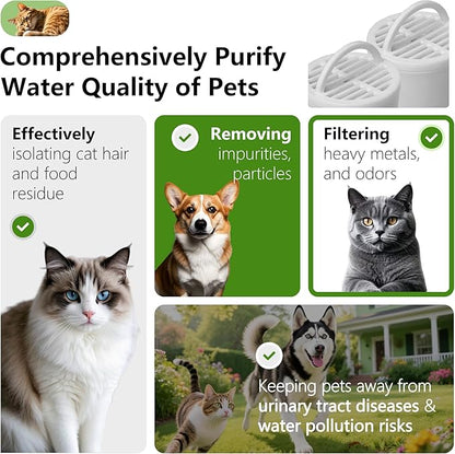 8+8 Pack Premium Cat and Dog Water Fountain Charcoal Filters Compatible with PetSafe Drinkwell 360 Multi-Pet Stainless Steel & Plastic Pet Fountains(128oz/3.8L) with Replacement Foam Filter