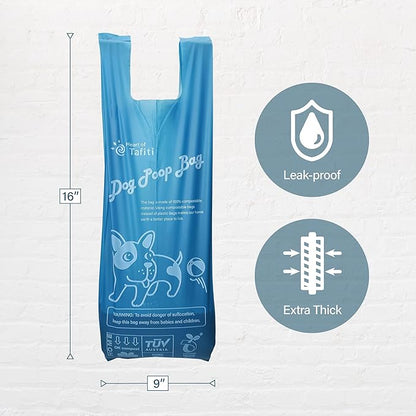 Dog Poop Bags with Handles, 180 Count, Extra Thick Leak-Proof Dog Waste Bags, Certified Compostable, Unscented & Eco-Friendly, 9 x 13 inch (16 inch w/Handles)