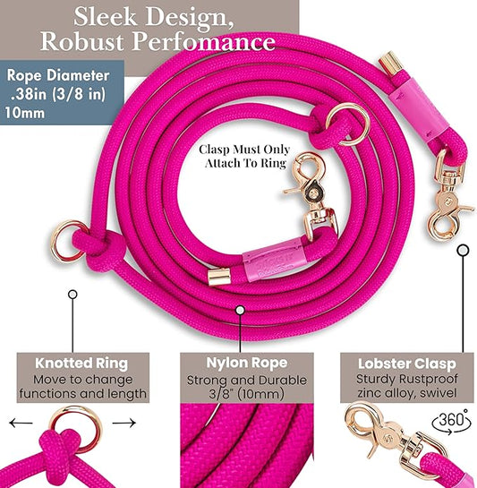 Hands Free Dog Leash, Waist Leash for Dog Walking, Crossbody, Multifunctional, Dog Lead, Running, 2 Dogs, Dual Handle, Dog Training, Adjustable Lead 4.3ft - 7.5ft, 3/8" (10mm) Diameter.