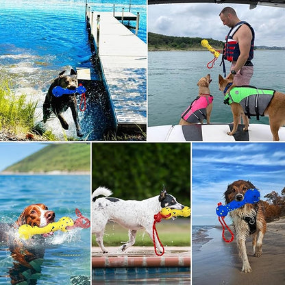 BABORUI Floating Dog Pool Toy – Durable E-TPU Dog Water Toy for Fetch & Chew, Bright Floating Dogs Toys for Pool, Beach & Outdoor Play – Dogs Beach Essentials (Yellow & Blue Stick)