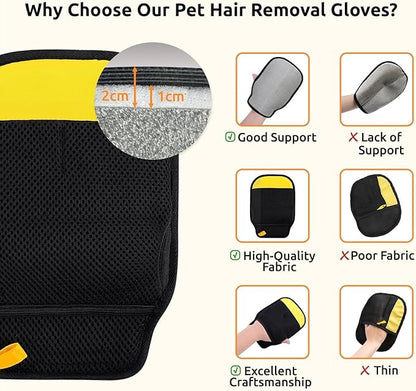 SAWMONG 2Pcs Pet Hair Removal Glove, Pet Hair Remover Glove for Cleaning Shed Fur from Dogs & Cats with Thumb Hole for Better Fit, Reusable Pet Hair Removal Tool for Couch,Clothes, Carpet, Curtain