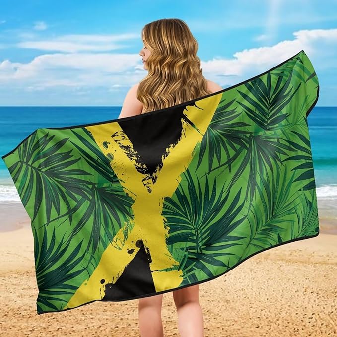 SEANATIVE Car Seat Towel Covers with Storage Bag Seat Post Workout Sweat Washable Cover for Car Towel for Dog Pet Workout Outdoor Sport Activities, Jamaica Palm Print