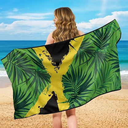 SEANATIVE Car Seat Towel Covers with Storage Bag Seat Post Workout Sweat Washable Cover for Car Towel for Dog Pet Workout Outdoor Sport Activities, Jamaica Palm Print
