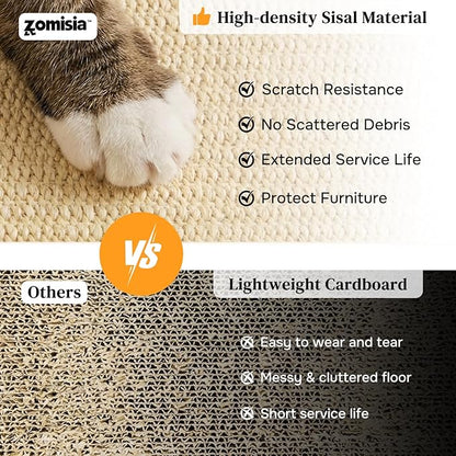 Cat Scratcher with Ball Track Toy, Large Sisal Scratch Pad for Indoor Adult Cats, Wooden Interactive Cat Puzzle Toys for Kitten Mental Stimulation Self Play Home Enrichment