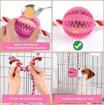Interactive Dog Toys, Crate Training Aids for Puppies, Reduce Stress Anxiety Peanut Butter Dog Food Treat Dispenser Toys(Pink)