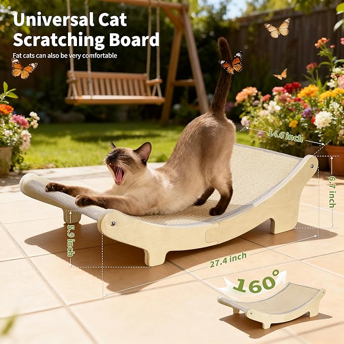 HOTEAGLE Cat Hammock Bed for Indoor Cats, Upgrated Support Rods, Ideal for Cats/Bunny/Puppy, Place Living Room, Bedroom, Couch, Thicken Sisal Pet Chair Lounger for Two Cats