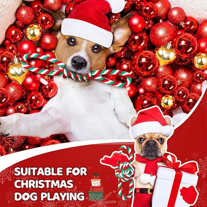 Zubebe 16 Pieces Christmas Dog Rope Toys Christmas Dog Chewing Toys Classic Interactive Toys for Christmas Large Medium Dogs Chewing Teething Cleaning and Training