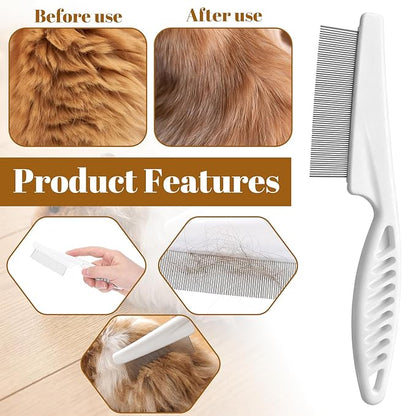 2Pcs Guinea Pig Brush, Fine-Tooth Stainless Steel Flea Brush for Dogs Rounded Teeth Grooming Metal Comb for Dogs, Chinchillas, Ferrets, Guinea Pigs, Rabbits