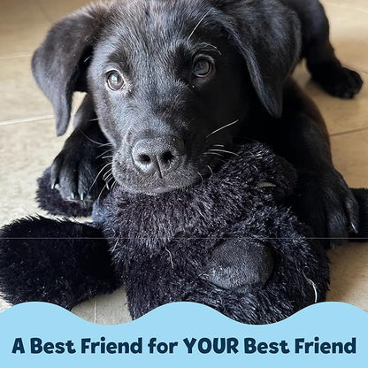 Snuggle Puppy Heartbeat Dog Toy for Puppies, Real-Feel Heartbeat, Calming Sleep Aid and Crate Training Comfort Toy with Heat Pack, Black Plush Design