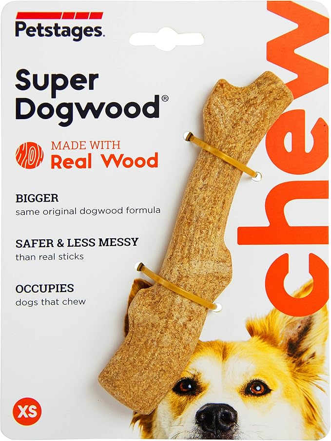 Outward Hound by Petstages Super Dogwood Durable Dog Chew Toy, Extra Small - Long Lasting Chew Stick Made with Real Wood - USA Made, XS