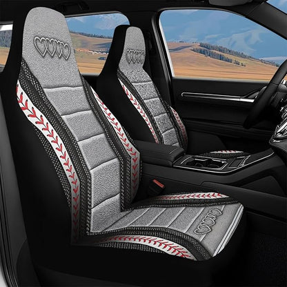 Love Heart Car Seat Covers Baseball Print Universal Bucket Seat Cover Waterproof Anti-Slip Automotive Accessories Suitable for Cars, SUV and Trucks