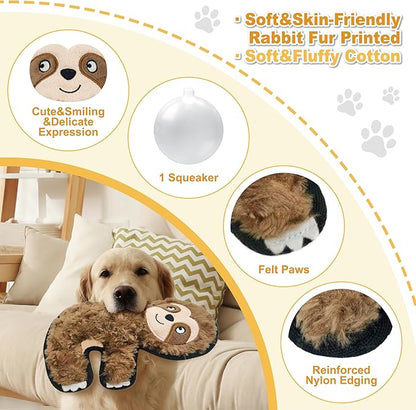 Brown Sloth Plush Squeaky Dog Toy for Chewers Puppy Teething Chew Toy Cute Soft Funny Durable Stuffed Animal Interactive Fetch Dog Toy for Small Medium Large Dogs Toy Gift 22cm/8.66in