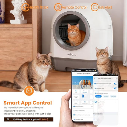 Smart Self Cleaning Automatic Cat Litter Box with Odor Control, Infrared Sensors, Sleep Mode, and Remote APP Control for Hands-Free Convenience, White
