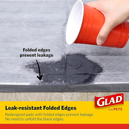 Glad for Pets Black Charcoal Puppy Pads, All-in-One | Puppy Potty Training Pads That ABSORB & NEUTRALIZE Urine Instantly | New & Improved Quality Puppy Pee Pads, 150 count - 2 Pack