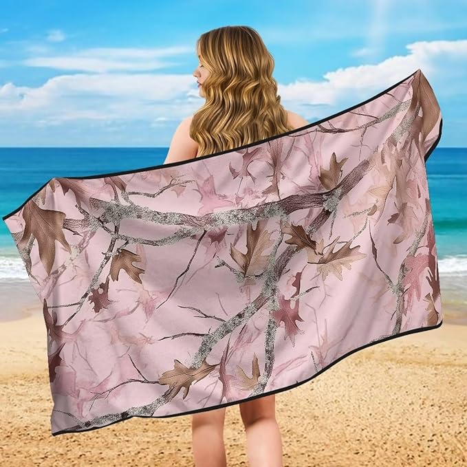 SEANATIVE Car Seat Towel Covers - Breathable Sweat Absorbing Automotive Seat Protectors for Gym, Camping & Pet Transport (Fits SUV/Truck), Camo Hunting Pink Print