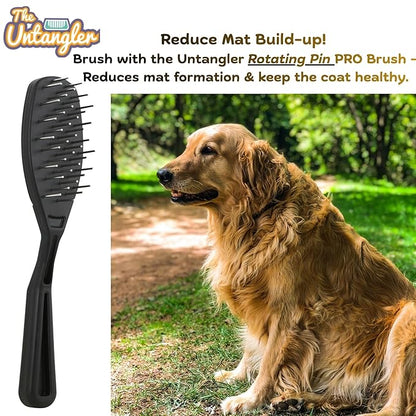 Professional Comb with Long 1" Silky Smooth Rotating Teeth for Large Breeds (Mat Black 7.5")