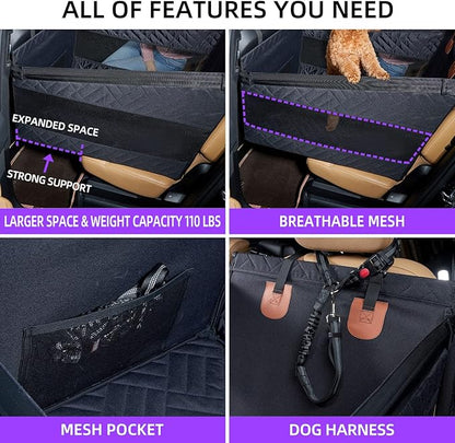 TKYZ Medium Dog Car Seat,Back Seat Extender for Dogs,Waterproof Large Dog Seat Cover for Backseat, Pet Bed for Car Hammock(Black-s)