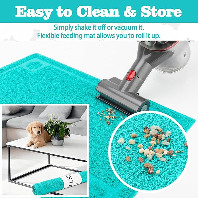 Darkyazi Pet Feeding Mat Large for Dogs and Cats,24"×36" Flexible and Easy to Clean Feeding Mat,Best for Non Slip Waterproof Feeding Mat (Lake Blue)