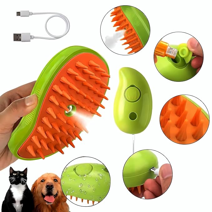 2024 Multifunctional Pet Grooming Brush - 3-in-1 Detangling and Massage Comb for Removing Loose Hair from Cats and Dogs (Banana) (Banana)