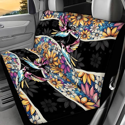 AFPANQZ Hummingbird Pattern Car Rear Bench Protective Car Seat Cover Back Seat Only Car Truck SUVs Polyester Fabric Car Backseat Cover Universal Fit Full Wrap Dust-Proof Seat Cover
