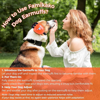 New Dog Ear Muffs for Noise Protection - 30dB NRR Dog Headphones, Noise Cancelling Hearing Protection Against Thunder/Fireworks/Vacuums, Upgraded Design with Bell Accent (Orange, Large)