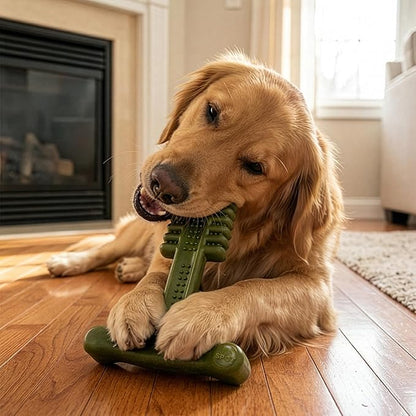 SPOT Bam-Bones Plus Toothbrush Dog Chew Toy, Durable Bamboo Fiber & Nylon Dental Chew, Fresh Mint & Baking Soda for Dental Care, Easy-to-Grip T-Bone Shape, for Heavy Chewers Under 90 lbs, 7 Inch