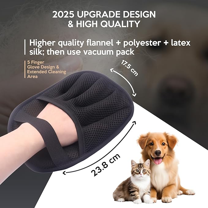 Pet Hair Removal Glove 4-in-1 Premium Dog Cat Hair Removal Glove & Brush Set Electrostatic Pet Hair Remover for Furniture Carpet Car Complete Grooming Bundle with Lint Remover Reusable Magic Brush