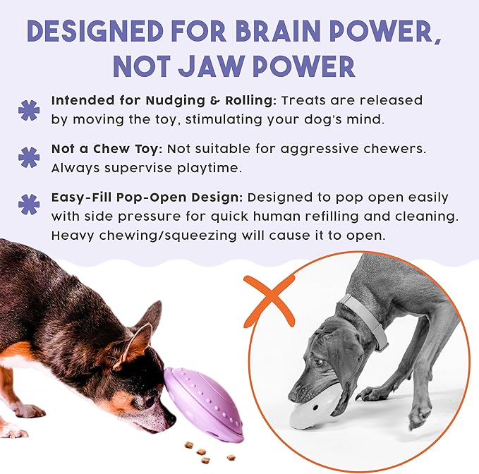 Awoo Flying Saucer Toy - 3-in-1 Silicone Dog Treat Puzzle, Lick Mat and Slow Feeder - for Wet and Dry Food - Dishwasher Safe Pet Toy - Enrichment Game for Dogs up to 30 lbs - Small (Lavender)