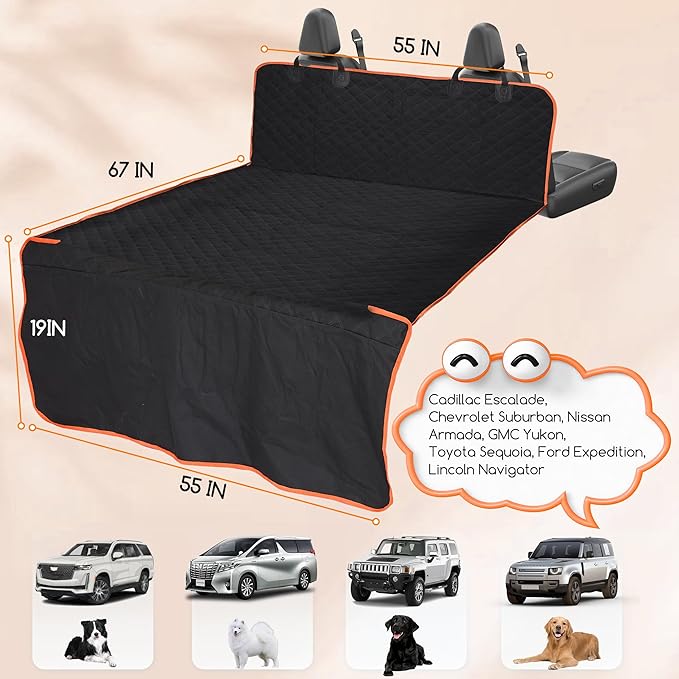 Cargo Liner for Pet, Water Proof Non Slip Durable Dog Cargo Cover Mat Universal for Cars Minivan with Bumper Flap Protector Black