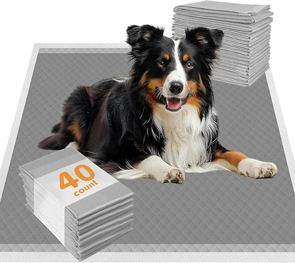Charcoal Puppy Pads XL 30"x26", 40 Count Disposable Dog Pee Pads Extra Large, Activated Carbon Dog Potty Pads for Training, Pet Urine Bed Pads for Doggies, Piddle Pads for Indoor and Outdoor