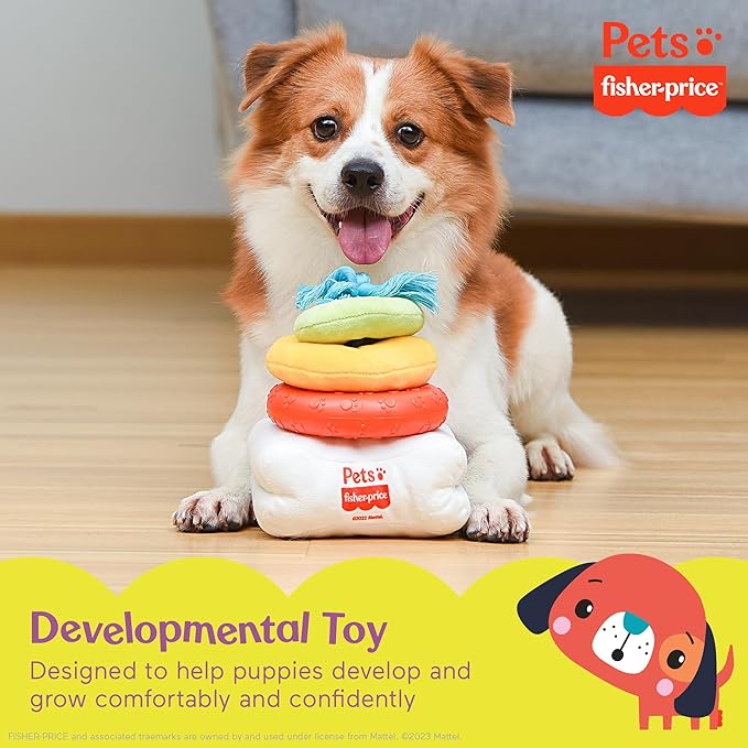 Fisher-Price for Pets Attack-A-Stack Chase & Toss Toy | Ring Stack Toy, Multifunctional Toys, Developmental Toys for Dogs and Puppies | Mental Stimulation Toys for Dogs