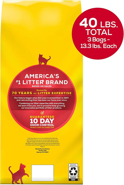Purina Tidy Cats Clumping Cat Litter, 24/7 Performance, Clay Cat Litter, Recyclable Box - (Pack of 3) 13.33 lb. Bags