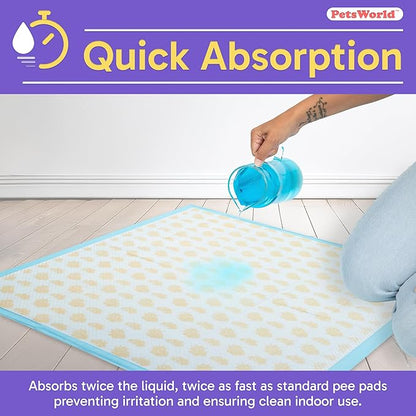 PetsWorld Health Monitoring Dog Pee Pads 37"x54" 25 Count – XXXL Color-Changing Pet Pee Pads for Dogs & Pets, Leak-Proof Super Absorbent Dog Training Pads with Odor Control