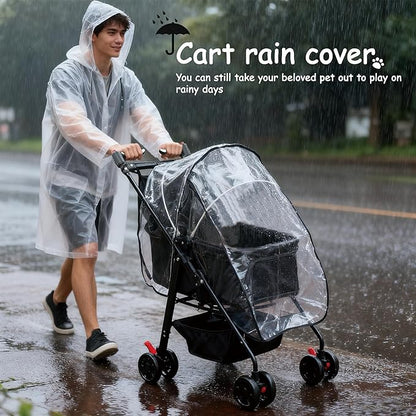 XL Extra-Large Pet Stroller, Running&Travel Pet Cart with Weather Cover, Cat&Dog Stroller for Large/Medium/Small Pets, Outdoor Pet Supplies 16.1"(D) 28"(W) 38.6"(H)