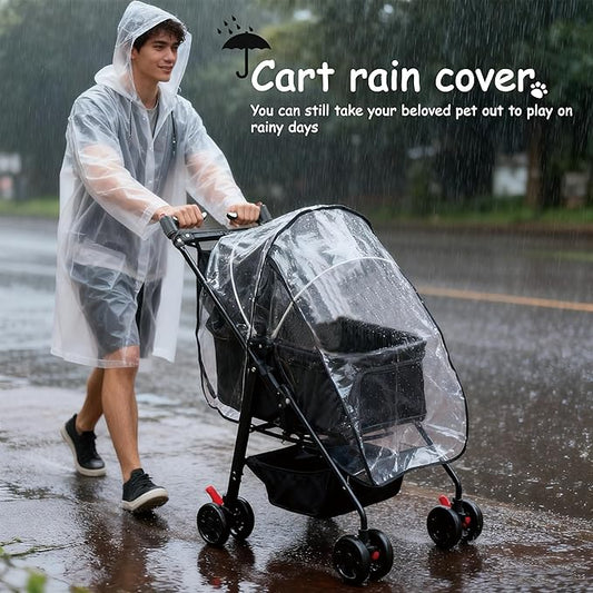 XL Extra-Large Pet Stroller, Running&Travel Pet Cart with Weather Cover, Cat&Dog Stroller for Large/Medium/Small Pets, Outdoor Pet Supplies 16.1"(D) 28"(W) 38.6"(H)