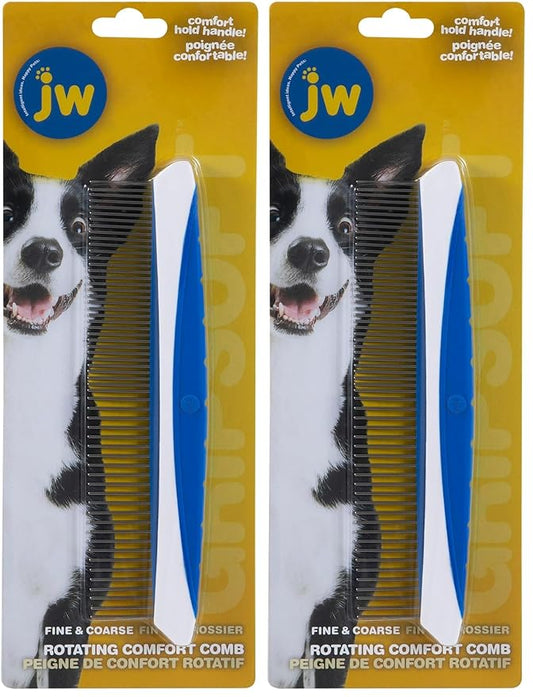 JW Pet Company 8-Inch Gripsoft Rotating Comfort Comb, Fine and Coarse (Pack of 2)