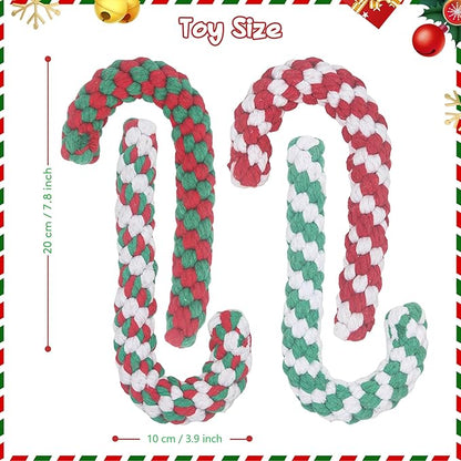 Christmas Dog Rope Toys, Christmas Cane Candy Rope Toy, 4 Packs Dog Interactive Chewing Toys for Puppy Small Medium Dogs Training Playing Teething Cleaning, for Dogs