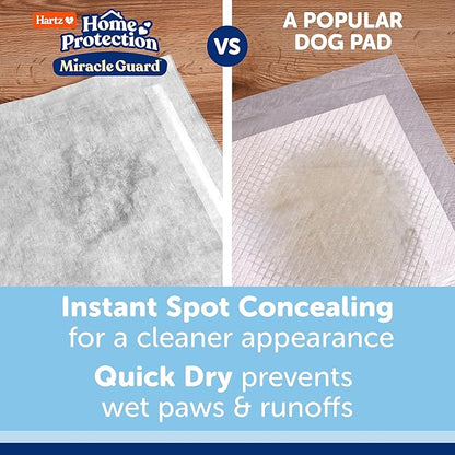 Hartz Miracle Guard Dog and Puppy Dog Pads Max Absorbency 24 Hour Use Odor Eliminating No Leaks, Regular Size 25 Count