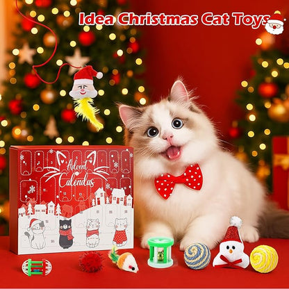 Mity rain Cat Advent Calendar 2025 with 24 Days of Surprises, Christmas Cat Toys with Cat Bowies, Bells, Mice, Catnip, Feather Toys, Xmas Fun Gifts for Cats Lovers