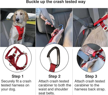 Kurgo Enhanced Strength Tru-Fit Dog Car Harness - Pet Travel Safety Harness - Crash Test Certified Fit - Five Point Adjustment - Secure Buckle - Padded Chest - Deep Violet - Medium