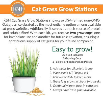 K&H Pet Products EZ Mount Cat Window Perch Penthouse Kitty Sill with Cat Grass Grow Station - 2 Level Hammock Window Bed for Indoor Pets, Home Grown Grass Toy for Bored Indoor Felines