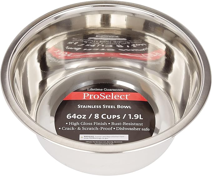 ProSelect Stainless Steel Classic Dog Bowl, 2-Quart