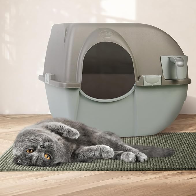 Omega Paw NRA15 Self Cleaning Litter Box Regular Size,Grey